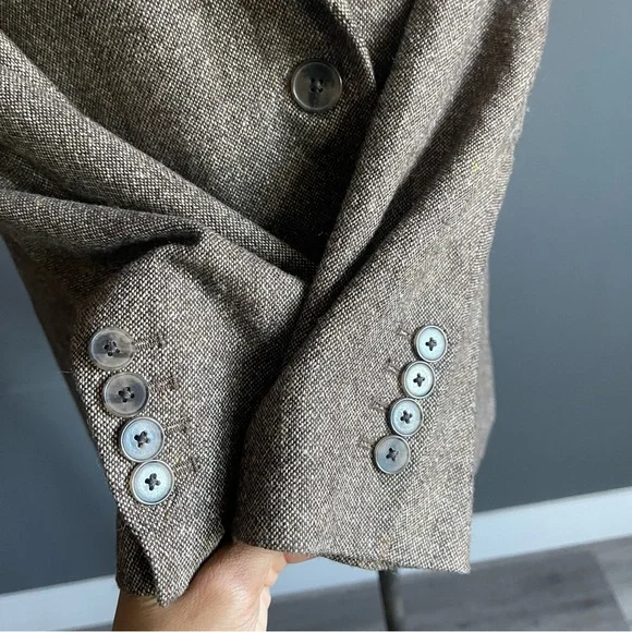 Banana Republic Brown Tweed Wool Blend Blazer Jacket Tailored Size 0 - Picture 4 of 9